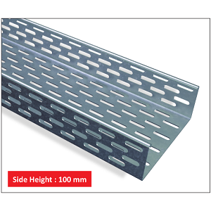 perforated cable tray with internal return flange and side height 100 mm