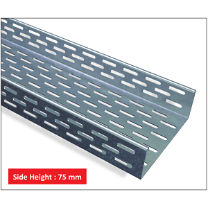 galvanized perforated cable tray with internal return flange and side height 75 mm
