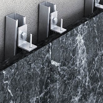 granite panels fixed on stainless steel channels and l brackets with pins