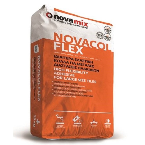novamix high flexibility tile adhesive for large tiles made in greece