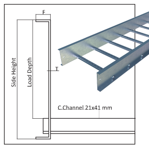 cable ladder with welded c channels and outside c flange