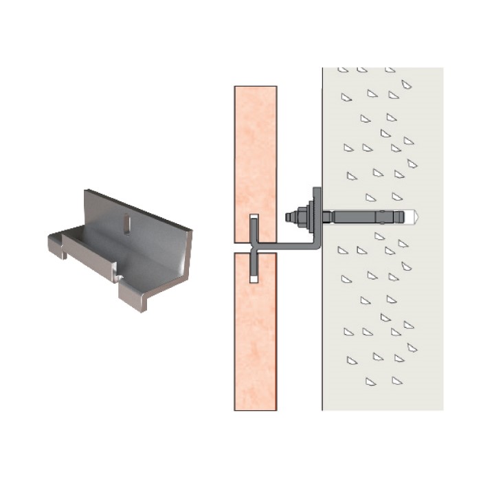 double up and down bracket anchored to concrete and carrying panels