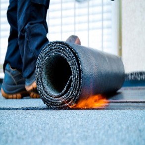 burning under a bitumen roll and pushing it with foot