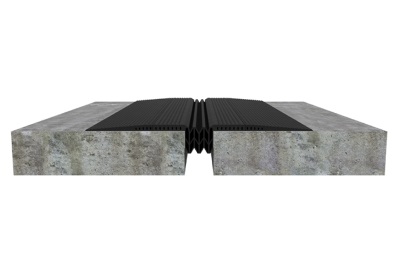 black rubber expansion joint cover on concrete