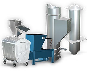 garbage and linen chute with container and hopper door