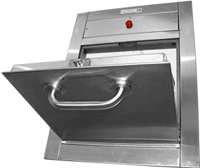 hopper door with handle for garbage chute