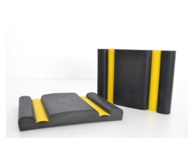 black rubber parking wall guard with yellow strip