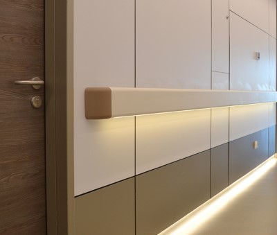 wall guard in corridor with led lights